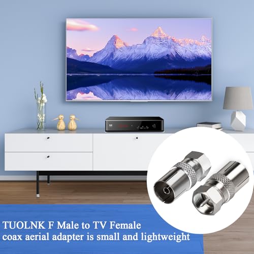 TUOLNK TV Aerial Connector F Male to TV Female Aerial Socket Coax Adapter for Satellite Cables 9.5TV Female to F Type Connector 4Pcs - Image 2