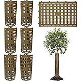 Tree Trunk Protector Guard Brown, 6 Pack Garden Fence Animal Barrier Plant Protective Cage Shrub Covers Plastic Grow Tubes for Seedlings, Tree Wraps to Protect Bark from Rodents, Trimmers, Mowers, Sun