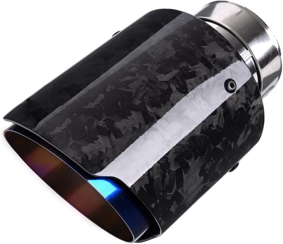 Carbon Fiber Exhaust Tip Bolt-On Exhaust Pipe Glossy Forged Tailpipe Blue Burnt Stainless Steel Muffler Tip Inlet ID 2.5 inch Outlet OD 3.5 inch