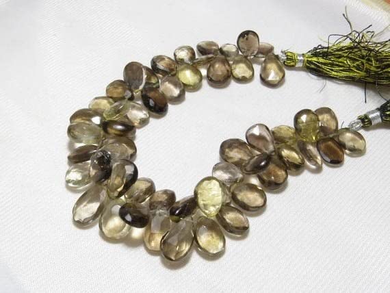 Quartz bière naturel LKBEADS perle facettée poire briolette 10x12-10x16mm fil 8 pouces