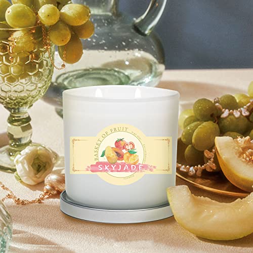 Soy Candles For Home Scented, Fruit Scented Candles, Large 16 Oz 2 Wicks Aromatherapy Candles, Long Burn Time, Skyjade Glass Jar Candles With Metal Holder, Christmas Candles Holiday Candle Gift #TOP4