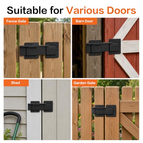 Image of 9 inch Flip Gate Latch with 4 Padlock Holes, 4mm Extra-Heavy-Duty Carbon Steel Adjustable Door Latch for Sliding and Swing Gates, Barns, Sheds, Garages, Yards, Outdoor Wooden Fences