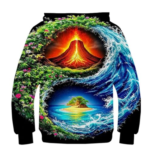 Pull à capuche 3D Yin-Yang fille pour le collège