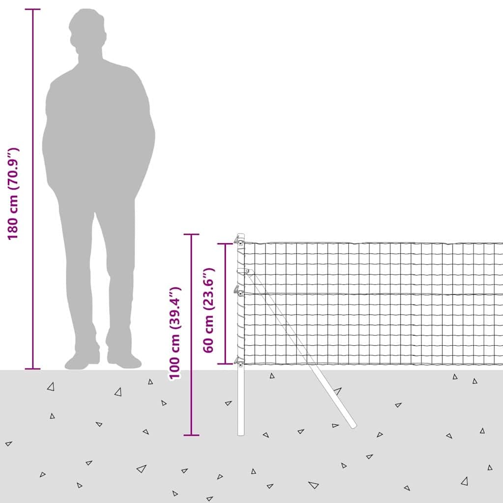 vidaXL Euro Fence Ground Fix 10 x 0,6 m Stal ocynkowana srebrny Siatka
