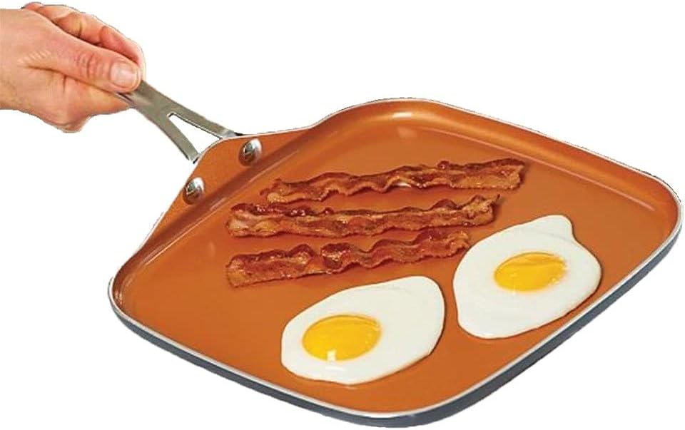 Gotham Steel Nonstick Griddle Pan – 10.5” Griddle Perfect for making Eggs, Pancakes, Bacon and More – Coated with Ceramic and Titanium, Dishwasher Safe with Stay Cool Stainless Steel Handles