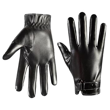 Alexvyan Warm Black 1 Pair Leather Snow Proof Winter Gloves for Men Boy Protective Warm Hand Riding, Cycling, Bike Motorcycle Gloves - Ideal for Rough Usage (Model 2)