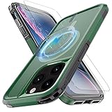 YmhxcY for iPhone 15 Pro Max Case with MagSafe, [10 Ft Anti Fall Test][2 TPE Screen Protectors] Shockproof Military-Grade Protection Heavy Duty Full-Body Case for iPhone 15 Pro Max 6.7″-Green