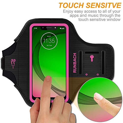 Runbach Sweatproof Running Armband For Motorola One Fusion/Edge Series/E7 Power/E7 Plus/G Stylus/G Power/G Play/G9 Play/G9 Plus/G9 Stylus/G30/G10(Pink) #TOP2