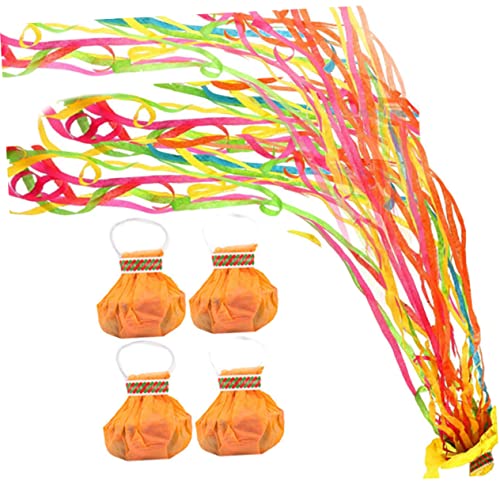 Cabilock Regalo 4 Piezas Cinta de lanzar a mano confeti de fiesta tirar confeti a mano regalos galletas confeti de araña de fiesta petardos Palomitas de maiz Corchete granada