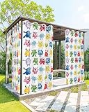 Outdoor Curtains for Patio Waterproof, Colorful Monsters Windproof Pravicy Outside Porch Blackout Curtain, Abstract Cartoon Cute Artistic Funny Sun Blocking Curtains for Cabana Gazebo 54'x108'