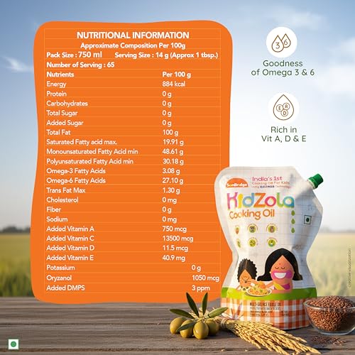 Image of Kidzola Cooking Oil for Kids - 750 ml | India's 1st Kids Cooking Oil | Low Absorption Oil | Pack of 2