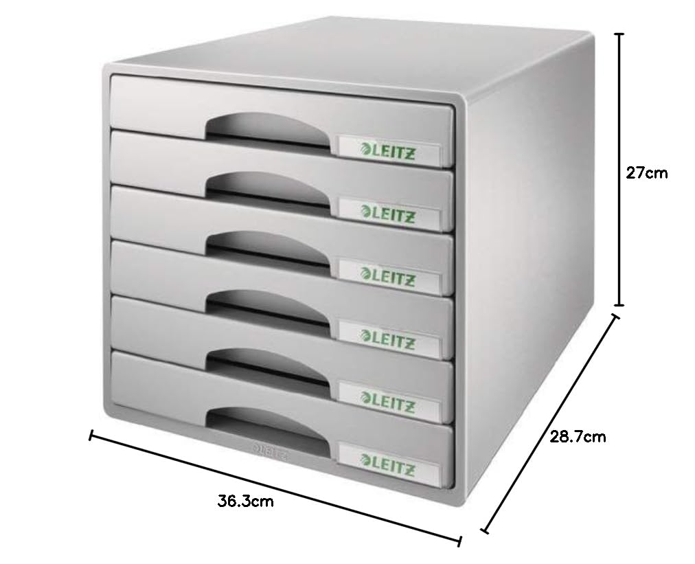 Leitz A4 Bloc de Classement, 6 Tiroirs, Gris, Plus, 52120085