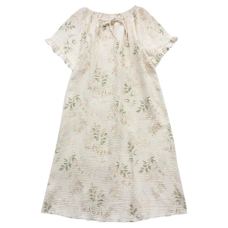 Chemise de nuit été en gaze de coton doux et mousseline de qualité pour femme