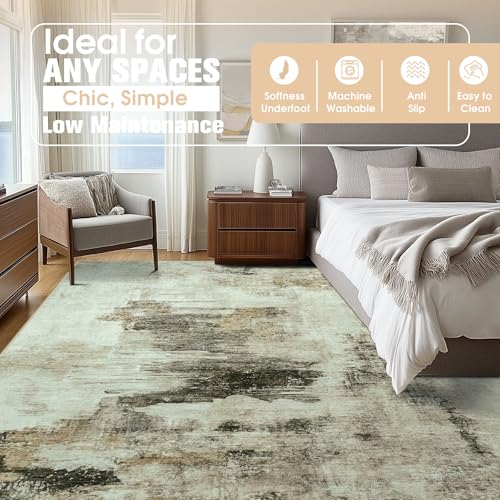 10x14 Area Rugs for Living Room Rug Washable: Abstract Large Rug Indoor Modern Carpet Non Slip for Dining Room Bedroom Nursery Home Office Coffee