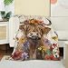 UNDAHIS Floral Crown Highland Cow Blanket, Soft Warm Cozy Farm Animal Throw Blanket Gifts for Adults Kids Women, Lightweight Fuzzy Comfy Flannel Blankets for Couch, Travel, Bed, House Decor 60×50 Inch