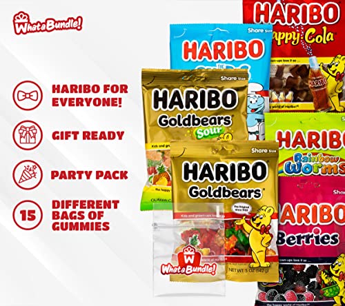 Haribo Gummy Candy Variety Pack Of 15 Flavors - 4.2 Pounds Of Haribo Gummy Shapes And Flavors - Bulk Gummy Bears Pack - Bundle With Whatabundle Pocket Bag #TOP1