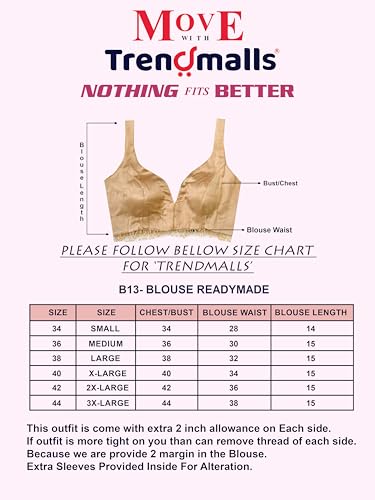Image of TRENDMALLS Women's Gaji Silk Plain Sweet Heart Neck Sleeveless Beads Lace Work Blouse Choli Stylish Saree Blouse Ready to Wear