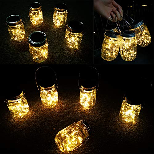 Solar Lanterns Mason Jar Hanging Lights,4 Pack 30 Led Lights String Fairy Firefly Starry Jar Lights (Mason Jars/Hangers Included),For Patio Garden Wedding Table Mason Jar Decor Solar Lantern Lights #TOP2