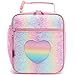 FlowFly Kids Lunch box Insulated Soft Bag Mini Cooler Back to School Thermal Meal Tote Kit for Girls, Boys, Glitter-RainBow