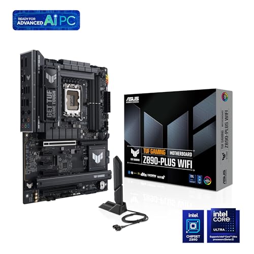 ASUS TUF Gaming Z890-PLUS WiFi – Carte mère Gaming Intel ATX (DDR5, 16+1+2+1 80A DrMOS, PCIe 5.0, USB4, USB 20Gbps Frontal, 4 x M.2, Wi-FI 7, Intel 2.5 GB, Aura Sync RGB)