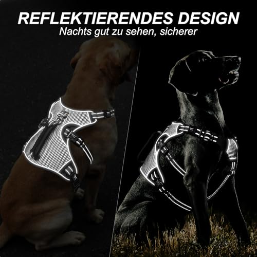 Image of HEELE Dog Harness, Escape Proof Dog Harness, Release on Neck, No Pull Reflective Adjustable Vest with Durable Handle, Dog Harness for Outdoor Training Walking, Dog Harness for Big /Active Dogs, XL