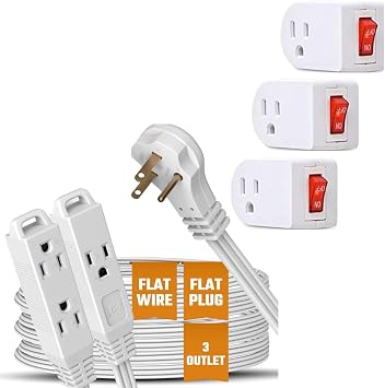 Seamless Power Solution Extension Cord & Port Power Adapter 3 Pack Combo