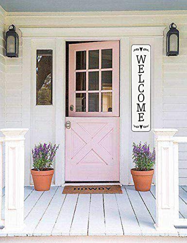 Large Vertical Metal Welcome Sign For Front Door - Waterproof Welcome Porch Sign - Freestanding Farmhouse Hanging Decor 36.5" X 8" - Rustic Design For All Seasons - Perfect Way To Welcome Friends And Family #TOP3