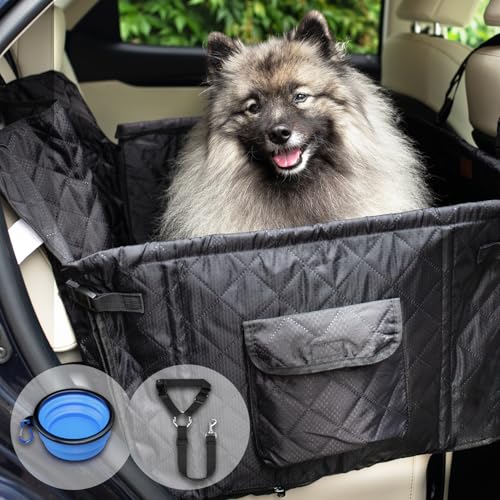 Asiento Perro Coche Transportin Perro Coche Impermeable Cesta Asiento Coche Perro Mediano Grande Transporte Asiento de Coche para Perro Porta Perros Gatos Asientos Delanteros (Trasero L 21 kg)