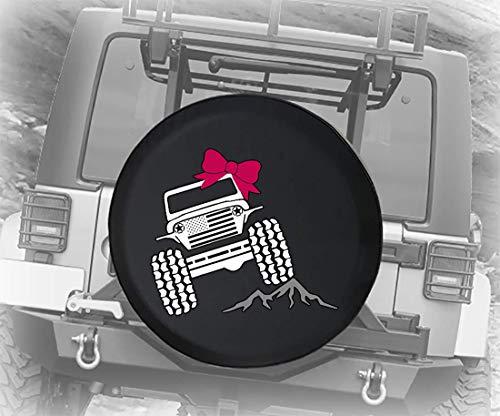 Spare Tire Cover American Flag Offroad Girl Pink 4x4 (Fits: SUVs Camper Accessories RV Accessories Size