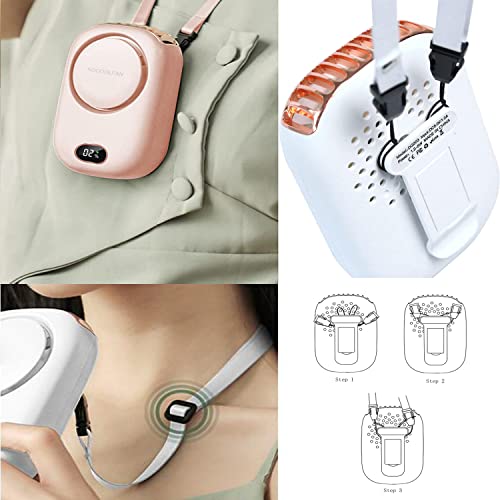 Image of AOCOOLFAN Portable Neck Fan, Mini Small Personal Handheld Fan USB Rechargeable 3 Speed for Girls Boys Woman Eyelash Travel Home Office Outdoor (Pink)