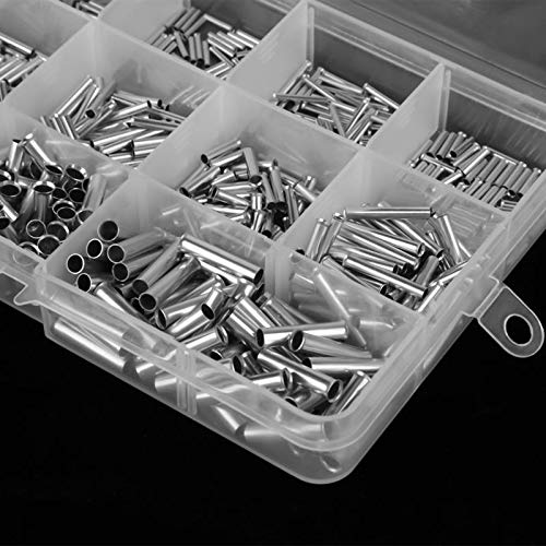 Davitu 700Pcs/Set 14 Values 10-22 AWG Non-insulated Ferrule Copper Terminals Assortment Kit for Wire Cable