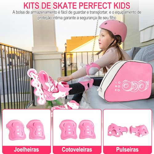 Patins Infantil 2 Em 1 Ajustável Patins 4 Rodas, Patins Quad, Patins Infantil Menina, Ajustável com