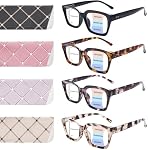 4 Pack Progressive Multifocus Reading Glasses for Women Oprah Style Blue Light Blocking Computer Readers