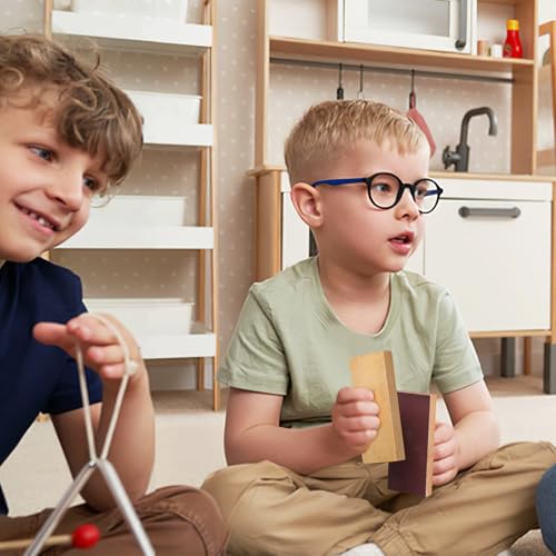 Totority Wooden Sand Blocks 2 Pack Kids Percussion Toy for Rhythm Training Musical Instrument Toy with Sandpaper Surface Hand-Held Wooden Block for Kindergarten Music Play and Learning - Image 8