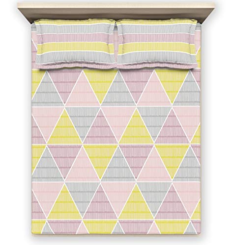 Image of DDECOR - Zephyr 100% Cotton Fitted Bedsheet with 2 Pillow Covers, King Size, Pink
