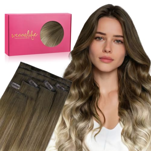 Image of WENNALIFE Invisible Edge Seamless Clip in Hair Extensions Real Human Hair
