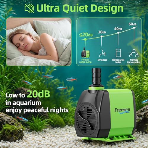 Image of FREESEA 800GPH Small Pond Pump: Circulate 500-1200 Gallon Pond in 1-2 Hours | 24 /7 Reliable Operation for Crystal Clear Water & Healthy Koi - 45W Quiet Motor with Adjustable Flow