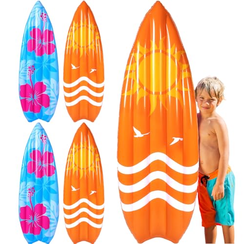 Foilswirl 4 Pcs 60' Long Inflatable Surf Board Luau Decoration Theme Beach Pool Toy Tropical...
