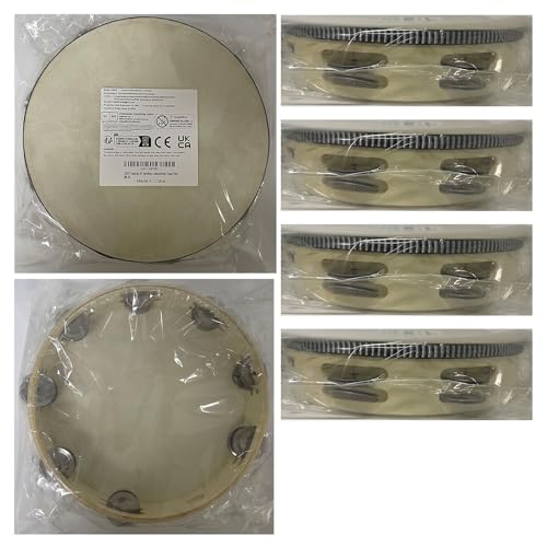 LIEKE Tambourine 10 Inch Goatskin Drumhead Hand Held Drum for Adult kids with 8 Pairs Metal Jingles for Music Classroom Dance Party Church Game Props - Thumbnail 7