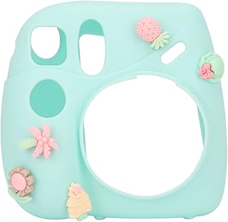 Capa de Câmera Instantânea para Instax Mini 7 Plus Com Alça de Ombro Removível, Capa Protetora de Silicone Macio Capa de Câmera Compacta para Câmera Instax Mini 7 Plus (planta azul)