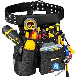 Tool Belts,18-Pocket Magnetic Tool Pouches with Drill Holster,Metal Buckle | Heavy Duty Tool Belts for Men,Detachable Utility Tool Belt Pouch with Handle for Electrician Carpenter Construction Worker