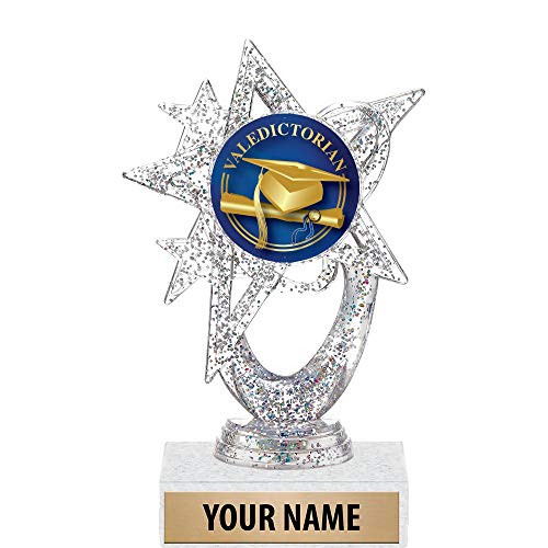 Crown Awards 5.5" Silver Glitter Valedictorian Trophies, Custom Astral Star Valedictorian Trophy Award