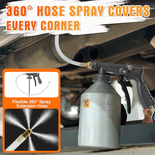 Image of Air Undercoating Spray Gun Set, Use for Truck Bed Liner Coating, Rubberized Undercoat, Anti-Rust Spray Painting, with Adjustable Nozzles, Pressure Regulators - For cans with a caliber diameter of 42mm
