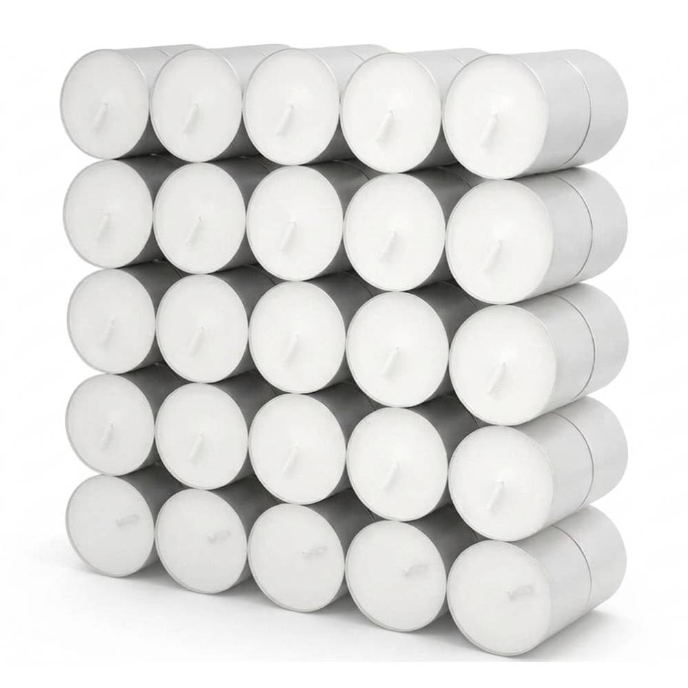 HomlyPro Unscented Tea Lights Candle 50 Pack 8 Hour Burn Time Smoke-Free & Long-Burning Tealight Candles with Bright Flame, Ideal for Weddings, Events, Home Decor, and Everyday Use