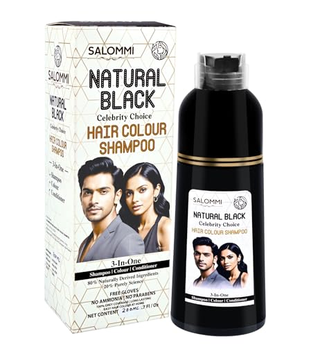 3-in-1 Hair Colour | Instant Black Hair Dye Shampoo for Men & Women | Ammonia-Free Herbal Formula | Organic Grey Coverage in 10 Min | Long-Lasting Natural Shine | 300ml