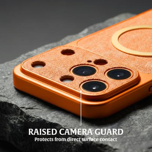 Image of amazon basics Converter Case for iPhone 15 Pro | Premium Protective Mag-Safe Cover | iPhone 17 Pro Series Style Design | in Built Camera Guard | Wireless Charging Compatible - Orange