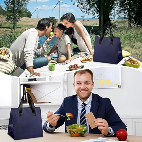 M-Aimee 100 Pcs Take Away Bags Insulated Bags, Thermal Reusable Shopping Bags Bulk, Cooler Tote Bag for Food Delivery Cold and Hot Food Restaurant Grocery Picnic (9.5 x 6 x 9.5 in)