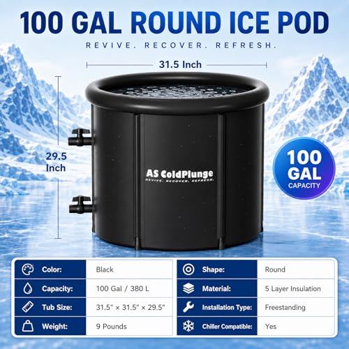 Image of AS ColdPlunge 1 /3HP Ice Bath Chiller & 100 Gal Cold Plunge Tub Bundle