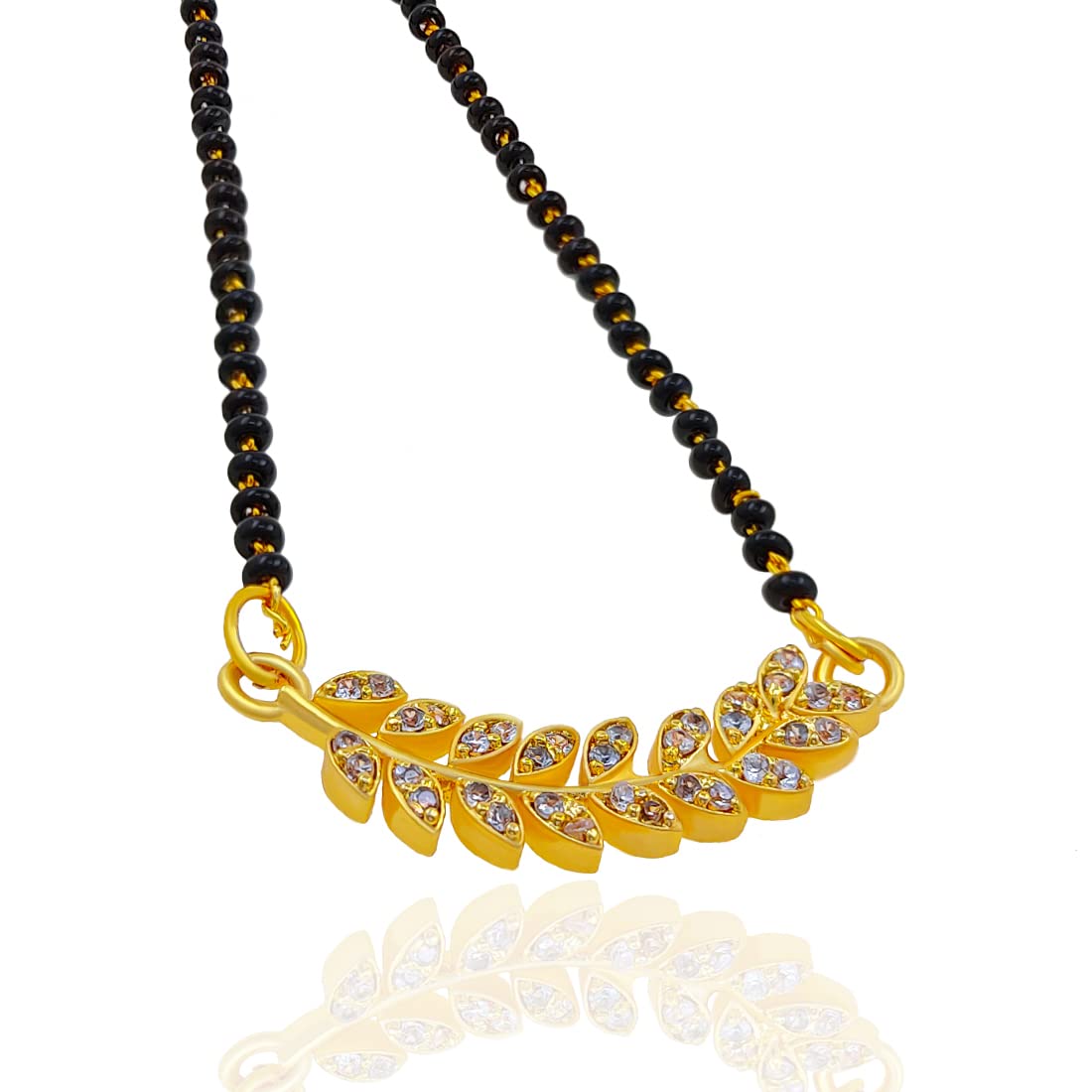 Trandy Gold Plated American Diamond Pendant Mangalsutra Jewellery-image-41