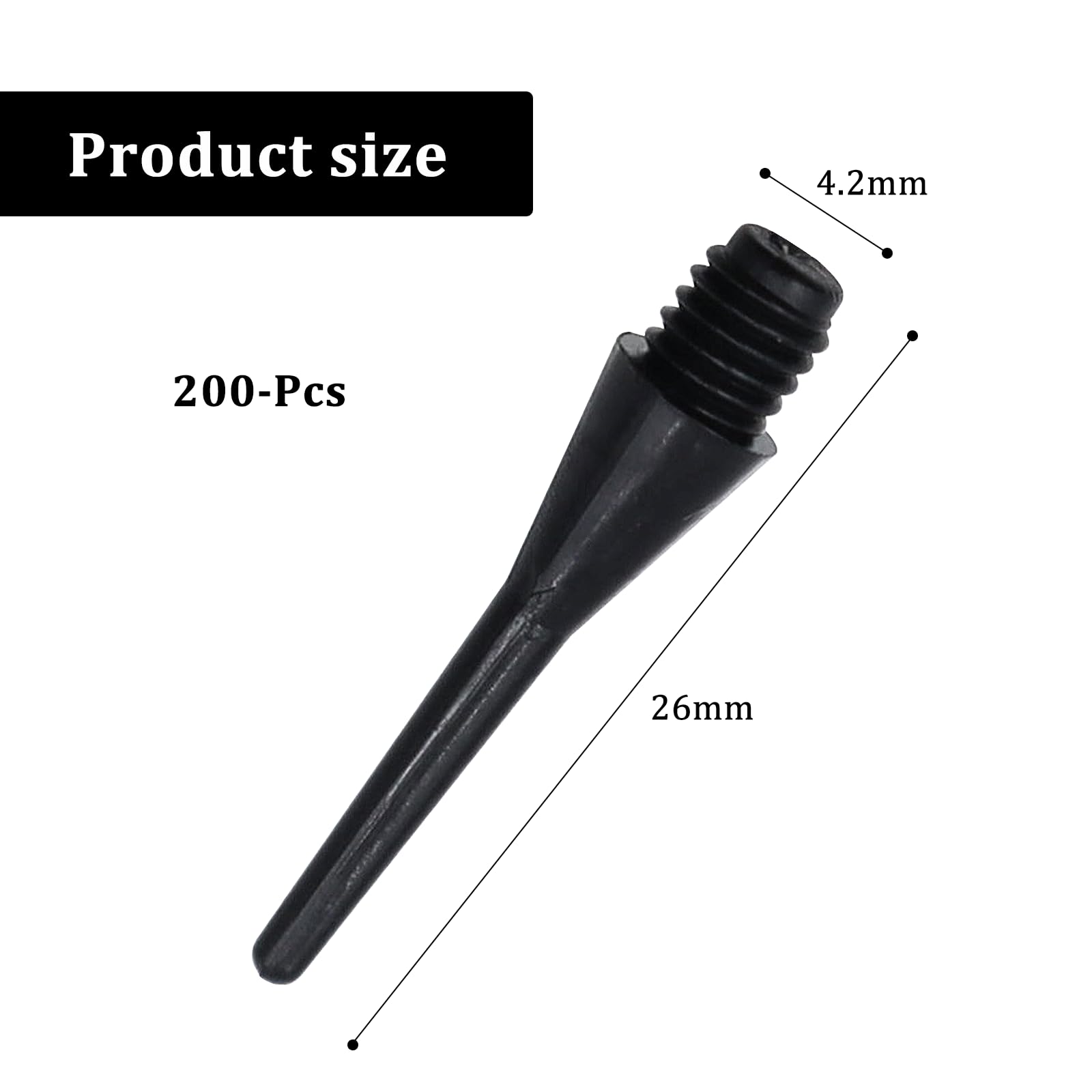 200 Pièces Pointe Plastique pour Flechette Noir Fléchettes Pointe Plastique Flechettes pour Cible Electronique Embout Flechette Pointe Plastique pour Amateurs Fléchettes